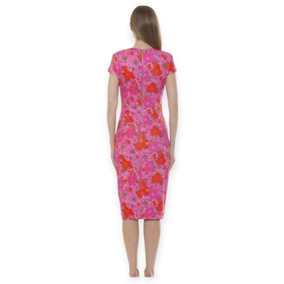 Alexia Admor Pink and Red Sheath Midi Dress - Picture 3 of 16